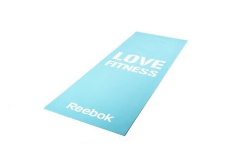 Тренировочный коврик (мат) для фитнеса тонкий Reebok  Love (голубой) 4 мм.