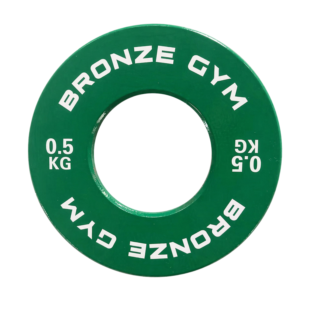 Диск калиброванный BRONZE GYM для пауэрлифтинга зеленый 0,5 кг