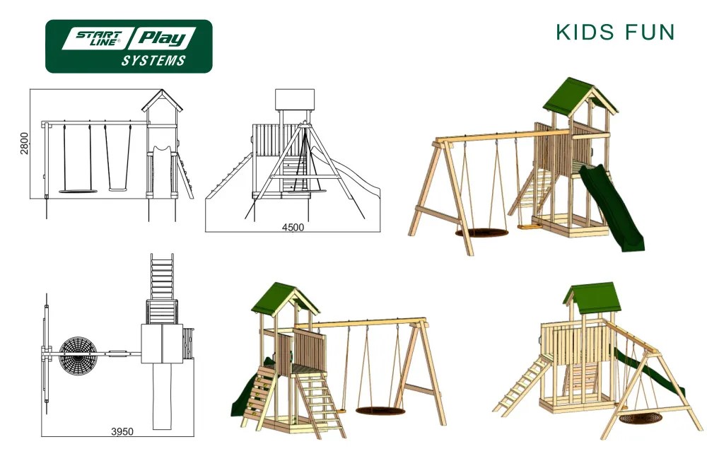 Детская деревянная площадка slp systems KIDS FUN эконом